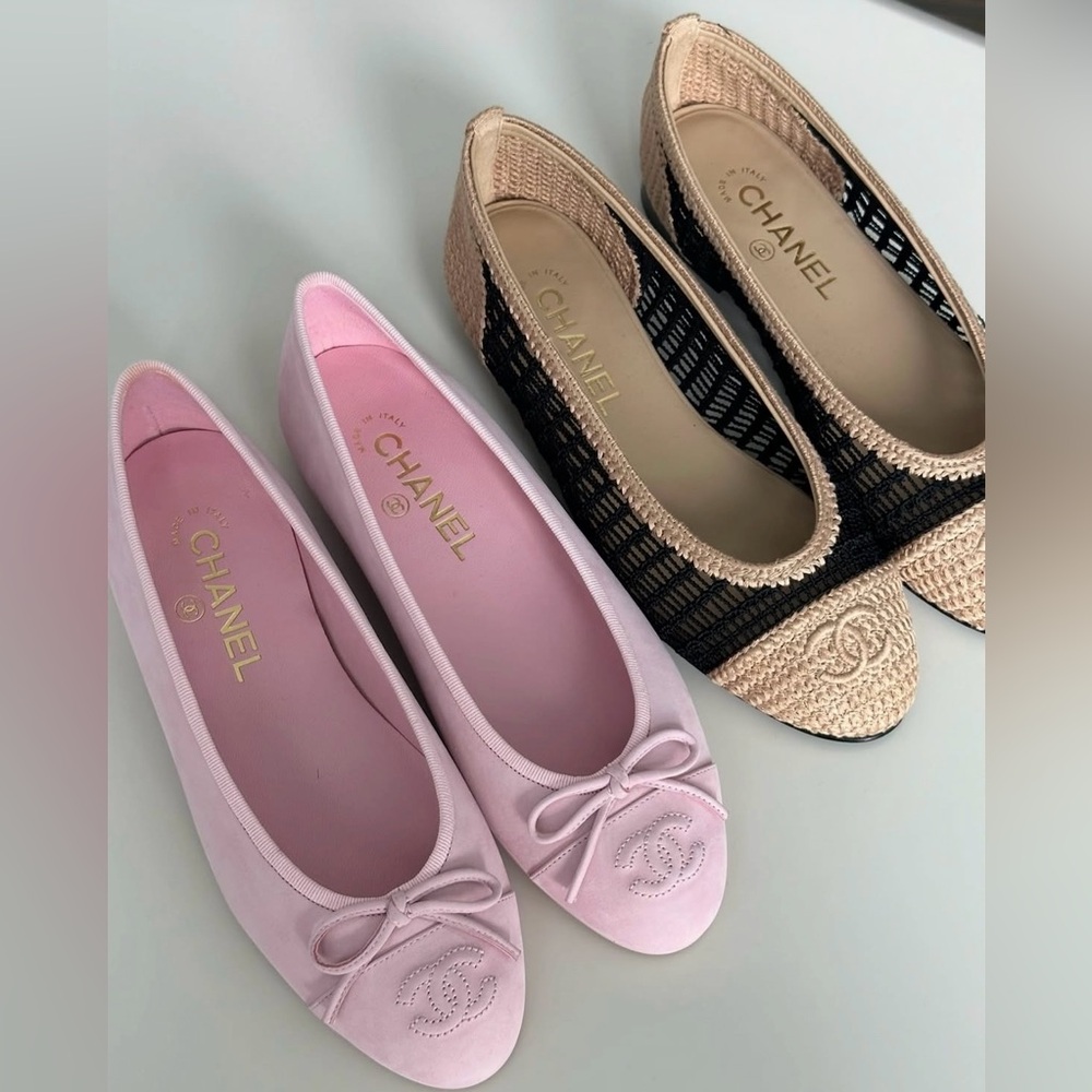 Chanel Pink Suede Ballerinas | Size 38 - Picture 4 of 10